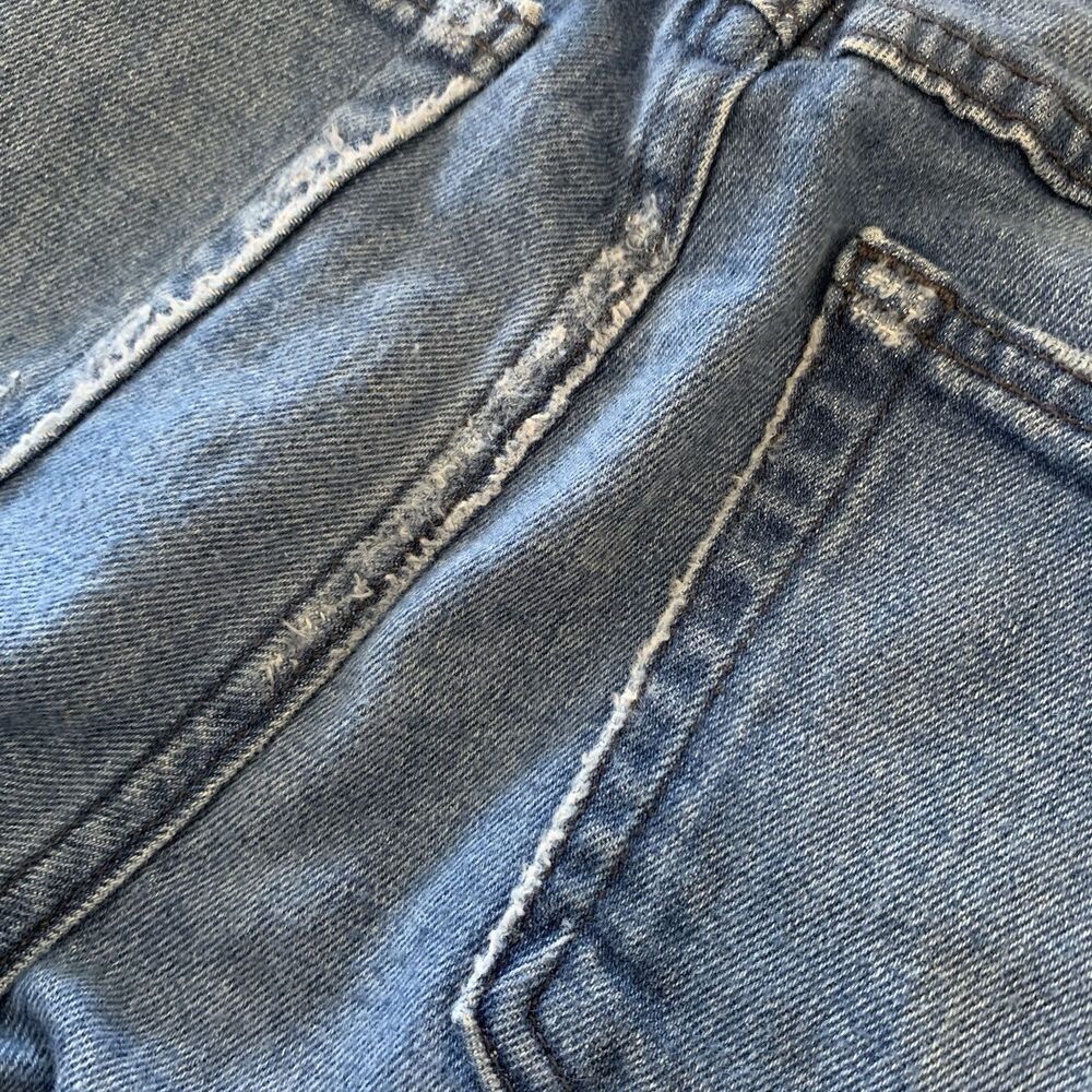 AMO Mid Rise Jeans Denim Stix Crop Raw Hem In Color Pacific Size 29 - Picture 10 of 12